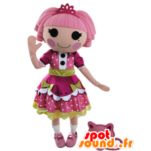 Dressed doll mascot of a beautiful pink dress and green - MASFR031550 - Mascots unclassified