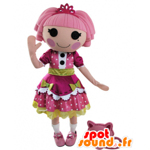 Pukeutunut nukke maskotti kaunis vaaleanpunainen mekko ja vihreä - MASFR031550 - Mascottes non-classées