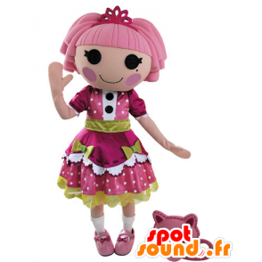 Oblečená panenka maskotem krásné růžové šaty a zelené - MASFR031550 - Neutajované Maskoti