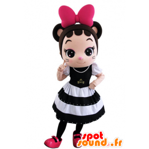 Mascotte ragazza, mouse molto elegante con un bel vestito - MASFR031552 - Mascotte del mouse