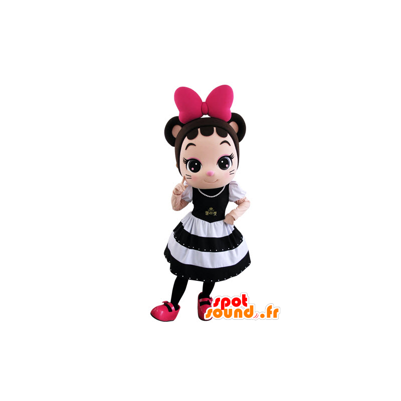 Girl mascot, very elegant mouse with a beautiful dress - MASFR031552 - Mouse mascot