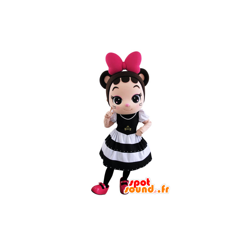 Mascotte ragazza, mouse molto elegante con un bel vestito - MASFR031552 - Mascotte del mouse