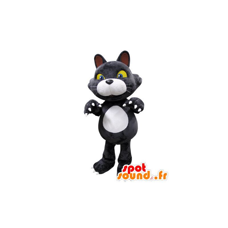 Szary i biały kot z żółtymi oczami Mascot - MASFR031555 - Cat Maskotki