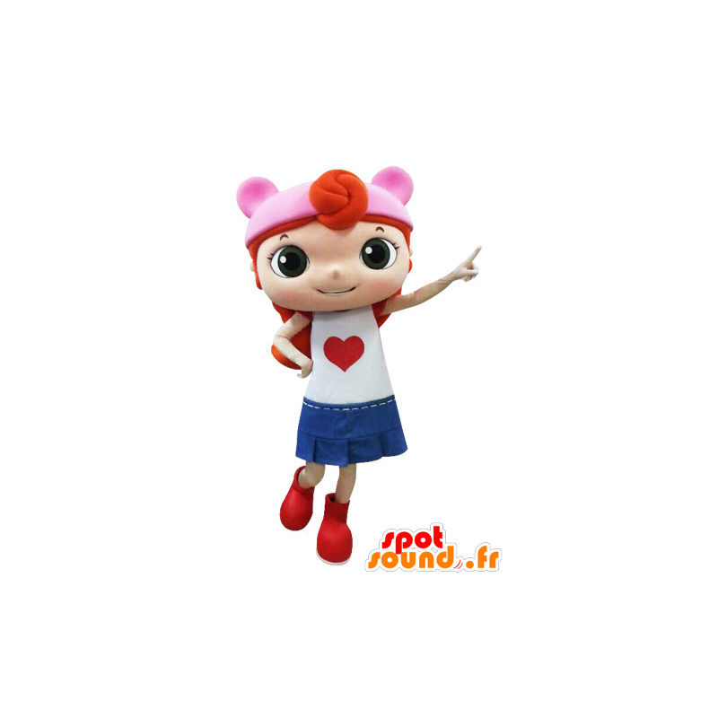 κοκκινομάλλα μασκότ κοπέλα ντυμένη με μια φούστα - MASFR031557 - Μασκότ Αγόρια και κορίτσια