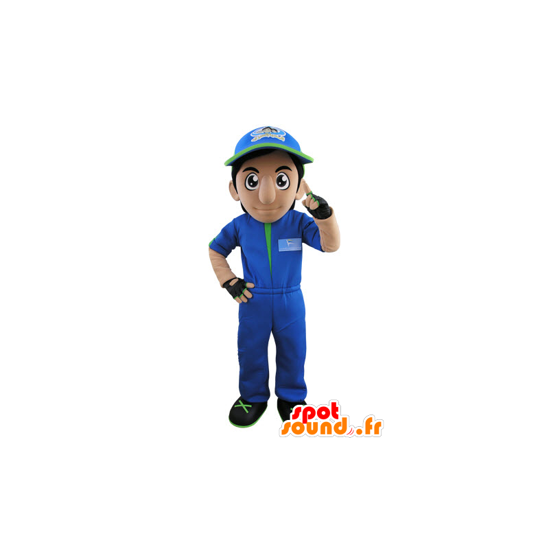 Mascot Mann in Overalls mit einer Kappe - MASFR031558 - Menschliche Maskottchen