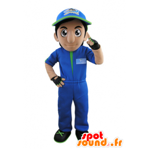 Mascot man in overalls with a cap - MASFR031558 - Human mascots