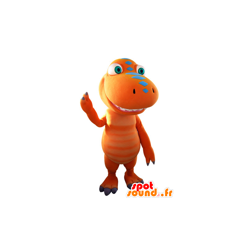 Maskotka pomarańczowy i niebieski dinozaur, gigant - MASFR031560 - dinozaur Mascot