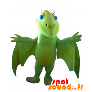 Flying dinosaur mascot, green, impressive - MASFR031561 - Mascots dinosaur