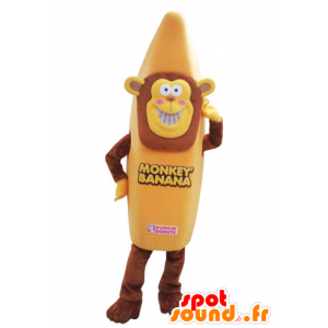 Monkey maskot förklädd till en banan. Bananmaskot - Spotsound