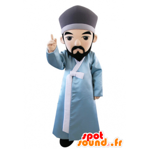 Mascotte d'homme barbu habillé en peignoir avec un chapeau - MASFR031563 - Mascottes Homme