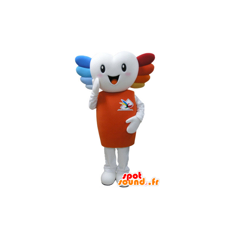 Mascotte de bonhomme blanc très souriant, aux cheveux colorés - MASFR031574 - Mascottes Homme