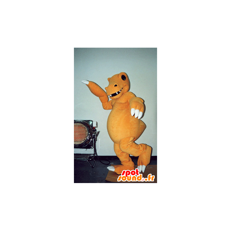 Orange and white dinosaur mascot, realistic and scary - MASFR031576 - Mascots dinosaur