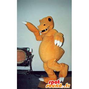 Orange and white dinosaur mascot, realistic and scary - MASFR031576 - Mascots dinosaur