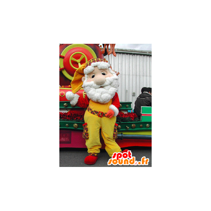 La mascota de Santa Claus, vestida de amarillo y rojo - MASFR031578 - Mascotas de Navidad