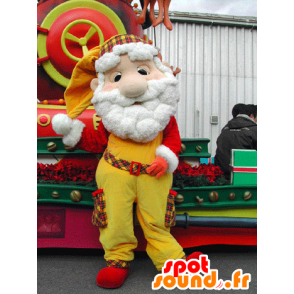 Mascot Joulupukki, pukeutunut keltainen ja punainen - MASFR031578 - joulun Maskotteja