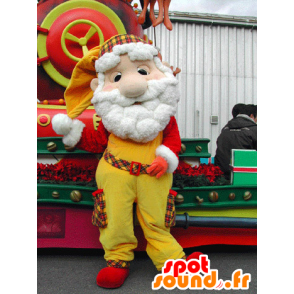 Mascot Papai Noel, vestido de amarelo e vermelho - MASFR031578 - Mascotes Natal