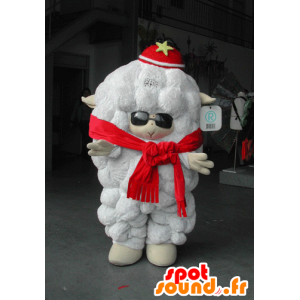 Stor hvid fåremaskot med solbriller - Spotsound maskot kostume