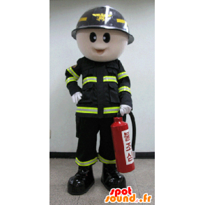 Fireman Maskottchen einheitlich in Schwarz und Gelb - MASFR031584 - Menschliche Maskottchen