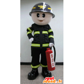 Fireman mascotte divisa in nero e giallo - MASFR031584 - Umani mascotte