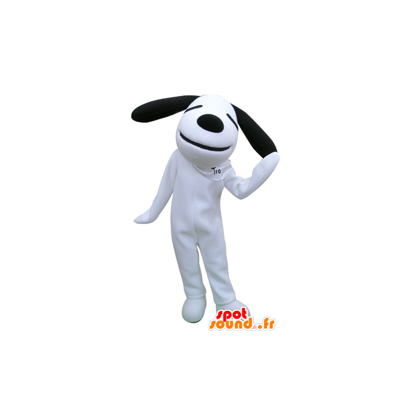 Vit och svart hundmaskot. Snoopy maskot - Spotsound maskot