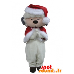 Oblékl bílé ovce maskot Santa Claus - MASFR031599 - ovce Maskoti