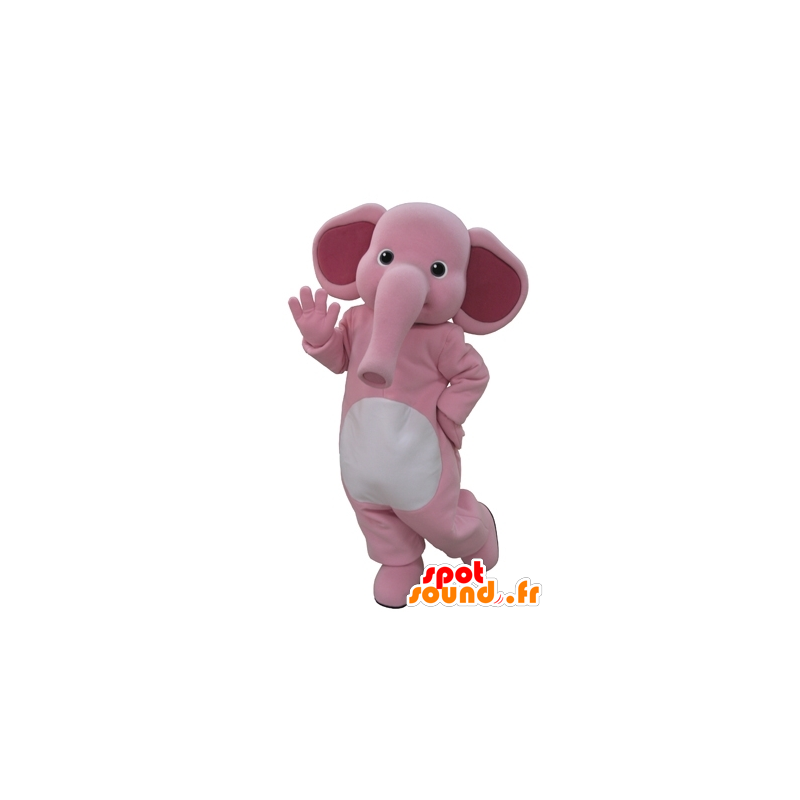 Mascotte di elefante rosa e bianco. mascotte elefante - MASFR031600 - Mascotte elefante