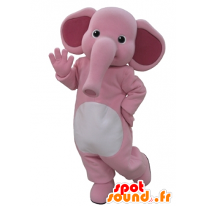 Mascotte di elefante rosa e bianco. mascotte elefante - MASFR031600 - Mascotte elefante