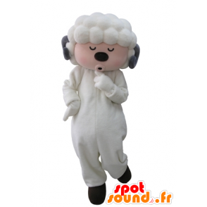 White and gray sheep mascot with eyes closed - MASFR031601 - Mascots sheep