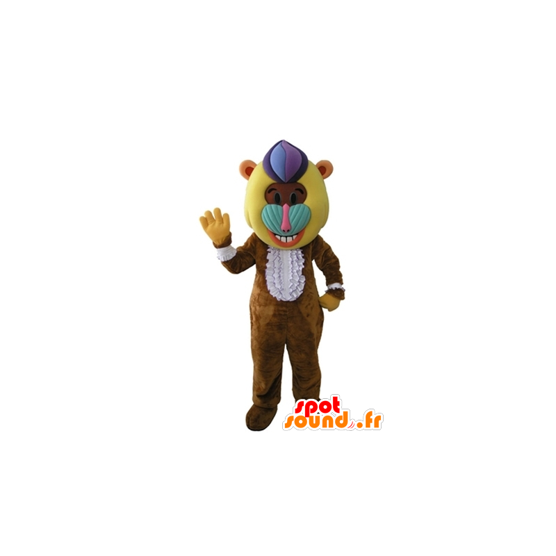 Monkey mascot, brown baboon with a colorful head - MASFR031605 - Mascots monkey