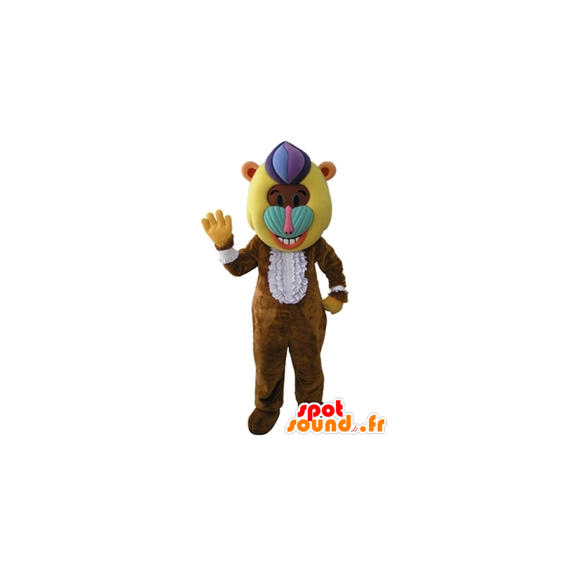 Monkey mascotte, bruine baviaan met een kleurrijke hoofd - MASFR031605 - Monkey Mascottes