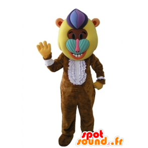 Affe Maskottchen, braun Pavian mit einem bunten Kopf - MASFR031605 - Maskottchen monkey