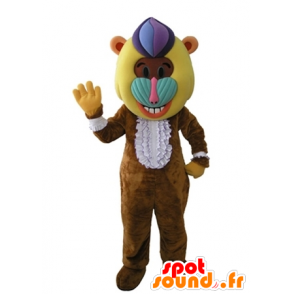 Monkey mascot, brown baboon with a colorful head - MASFR031605 - Mascots monkey
