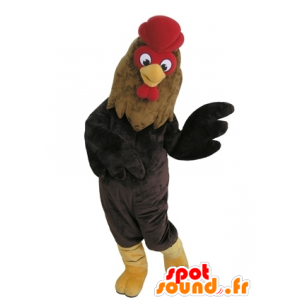 Braun Hahn Maskottchen, schwarz und rot, riesig - MASFR031611 - Maskottchen der Hennen huhn Hahn