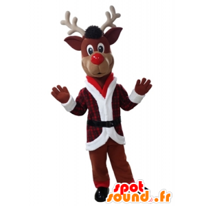 Weihnachten Rentier Maskottchen hält rot und weiß - MASFR031612 - Weihnachten-Maskottchen