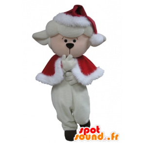 Mascotte de mouton blanc en tenue de Noël - MASFR031613 - Mascottes Mouton