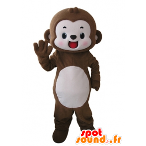Mascotte de singe marron et blanc, très souriant - MASFR031621 - Mascottes Singe