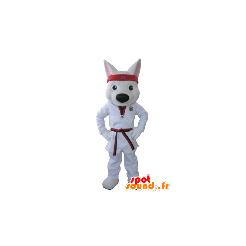 White Wolf mascotte gekleed in een kimono - MASFR031625 - Wolf Mascottes