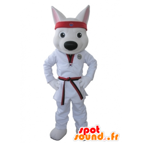 Mascotte de loup blanc habillé d'un kimono - MASFR031625 - Mascottes Loup