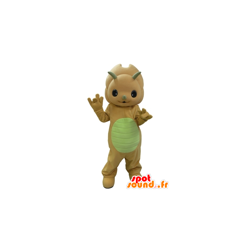 Mascote dinossauro alaranjado e amarelo muito bonito - MASFR031630 - Mascot Dinosaur