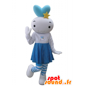 Mascot wit en blauw sneeuwpop, reuze baby's - MASFR031634 - man Mascottes