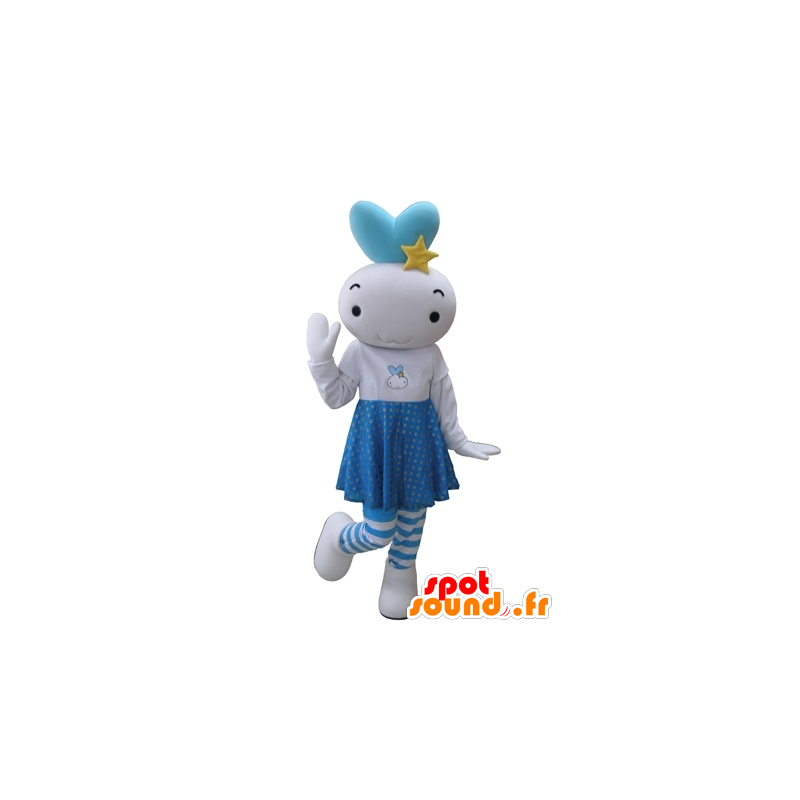 Mascot wit en blauw sneeuwpop, reuze baby's - MASFR031634 - man Mascottes