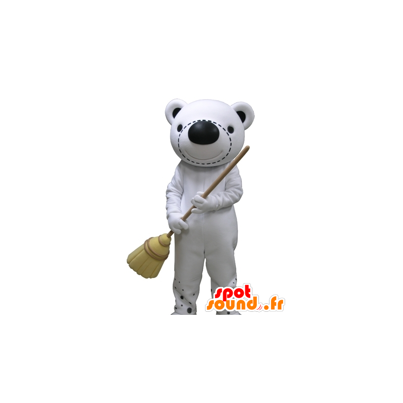 Mascotte de nounours blanc et noir géant - MASFR031638 - Mascotte d'ours