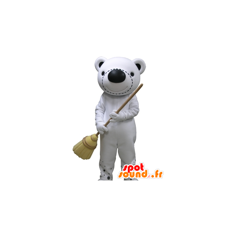 Mascot teddy wit en zwarte reus - MASFR031638 - Bear Mascot