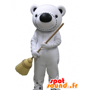 Mascot teddy wit en zwarte reus - MASFR031638 - Bear Mascot