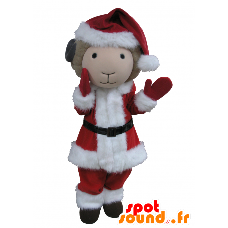 Mascote cabra, Pai bege e preto equipamento do Natal - MASFR031641 - Mascotes e Cabras Goats