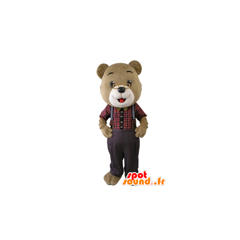 Beige ja valkoinen nalle maskotti lasit - MASFR031642 - Bear Mascot