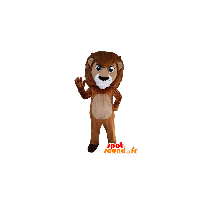 Mascot brun og hvit løve Giant. feline maskot - MASFR031643 - Lion Maskoter