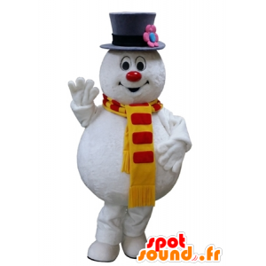 Snowman maskot bílá, baculatá a zábavný - MASFR031644 - Man Maskoti