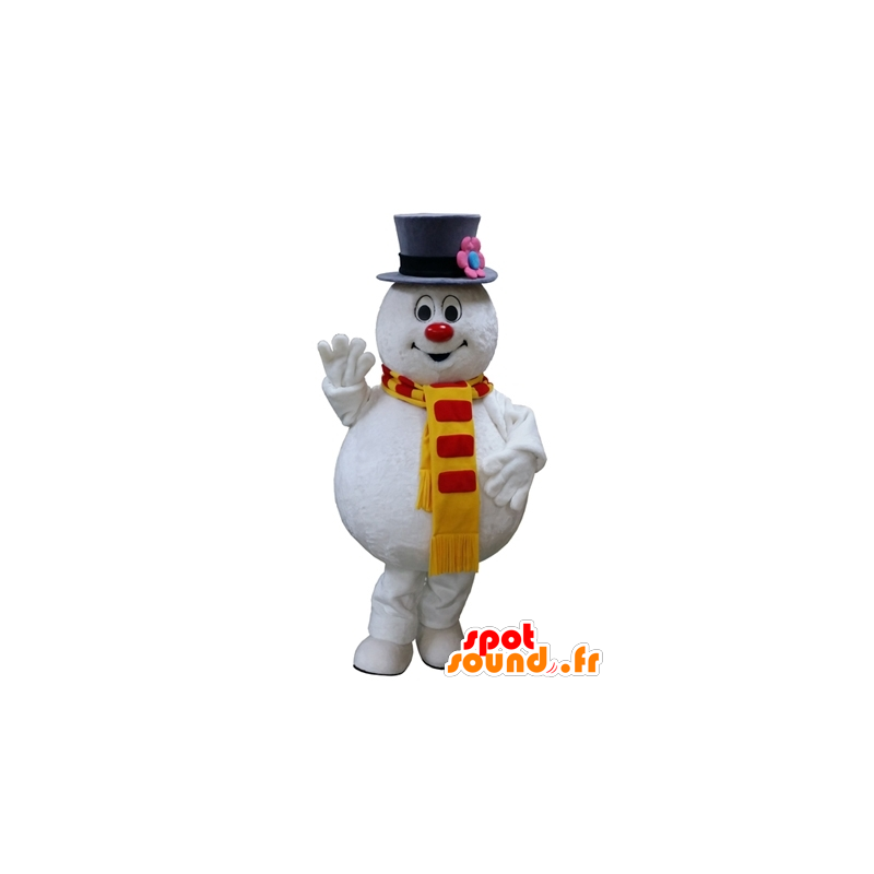Mascotte de bonhomme de neige blanc, dodu et drôle - MASFR031644 - Mascottes Homme