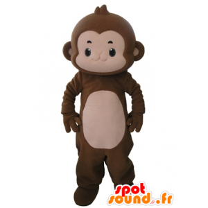 Mascotte de singe marron et rose, très mignon - MASFR031645 - Mascottes Singe